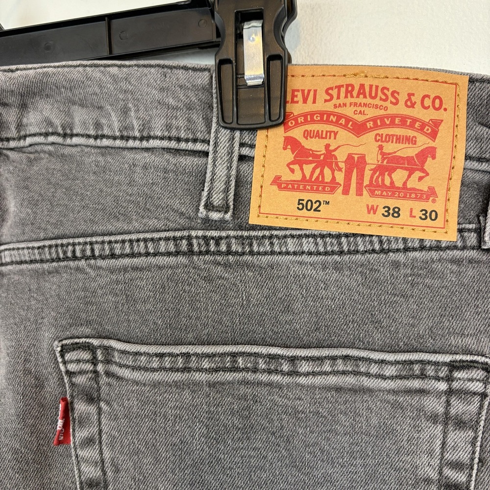 Levis 502 Jeans Mens 38x30‎ Gray Tapered Stretch Denim Pants Medium Wash Casual - Picture 4 of 10